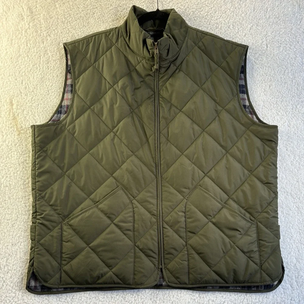 J CREW Vest Mens L Black Walker Quilted Full Zip Authentic Outerwear Pocket Walk